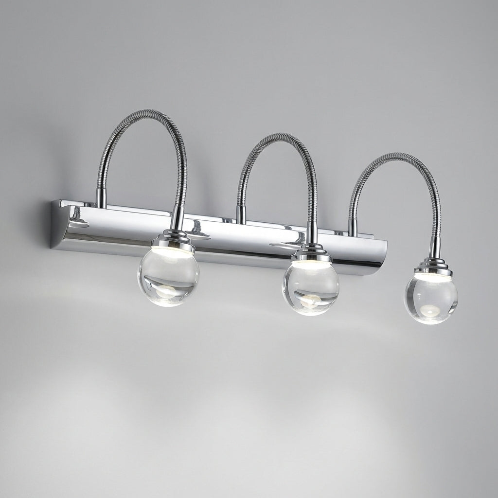 LED nástěnná lampa s flexibilními rameny do koupelny a obývacího pokoje – moderní design s leštěným chromem 2