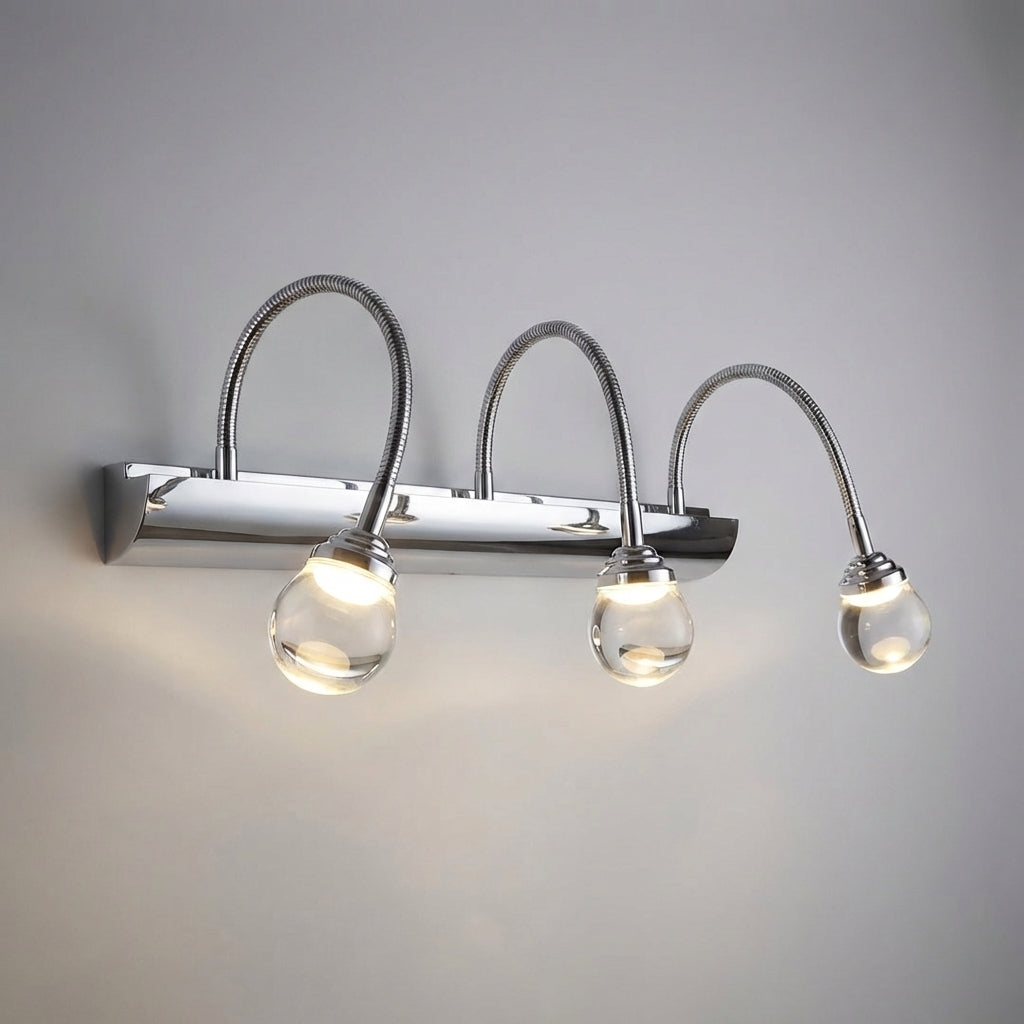 LED nástěnná lampa s flexibilními rameny do koupelny a obývacího pokoje – moderní design s leštěným chromem 5