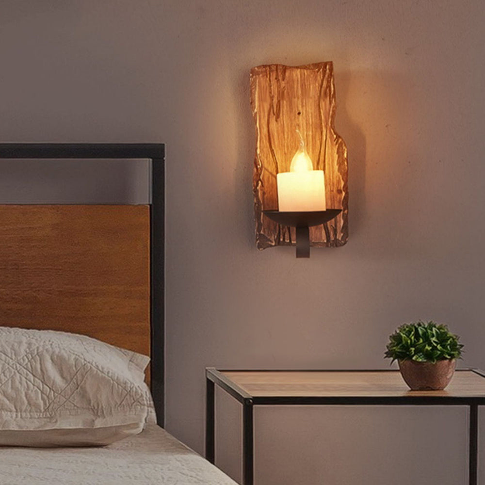 LED nástěnné svítidlo s dřevěnou základnou – teplé světlo v rustikálním vintage stylu 5
