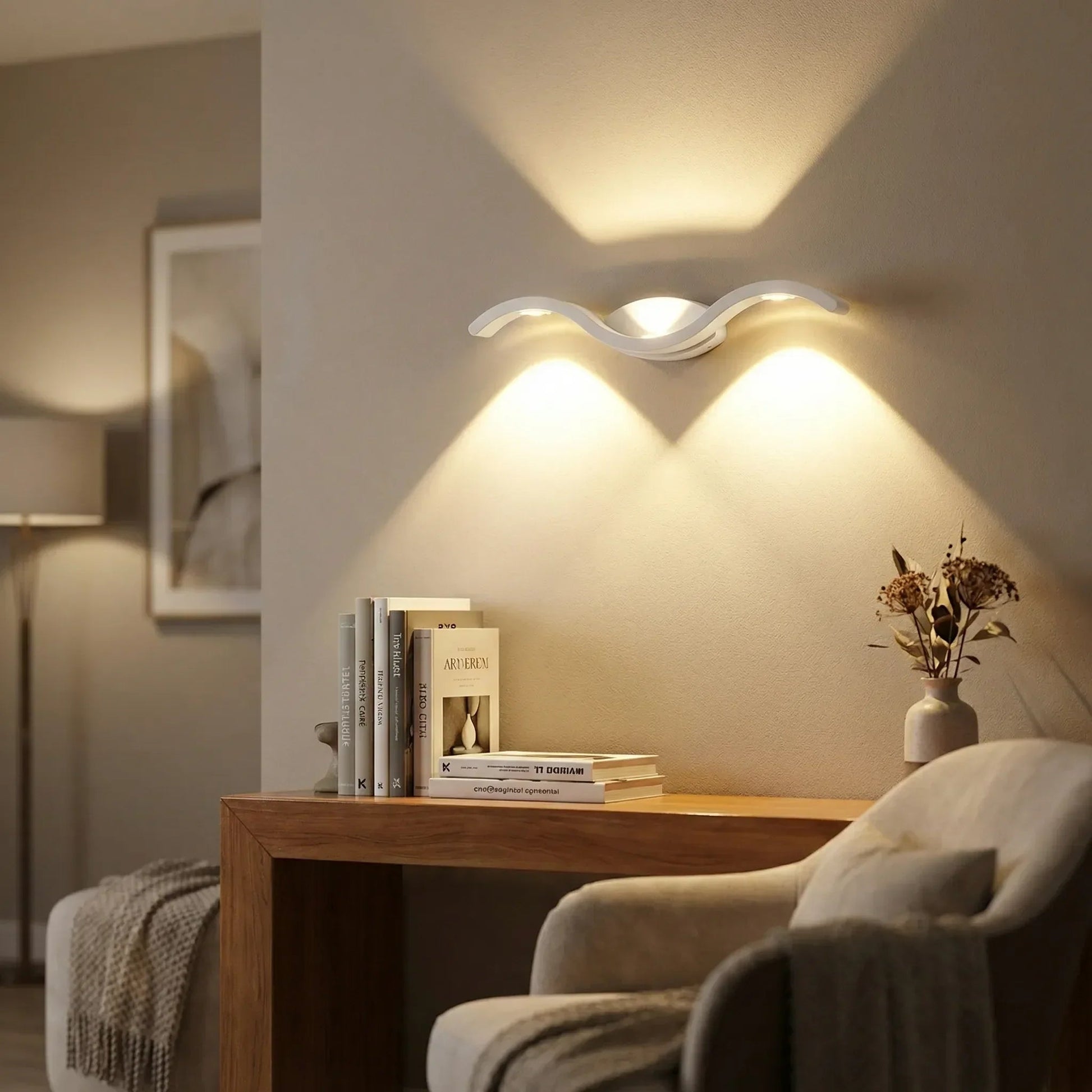 LED nástěnné svítidlo s dvojitým paprskem, minimalistický design, úsporné, černý kov 37 cm 1