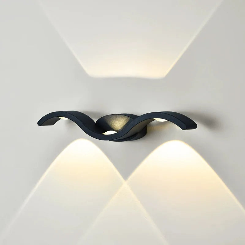 LED nástěnné svítidlo s dvojitým paprskem, minimalistický design, úsporné, černý kov 37 cm 4