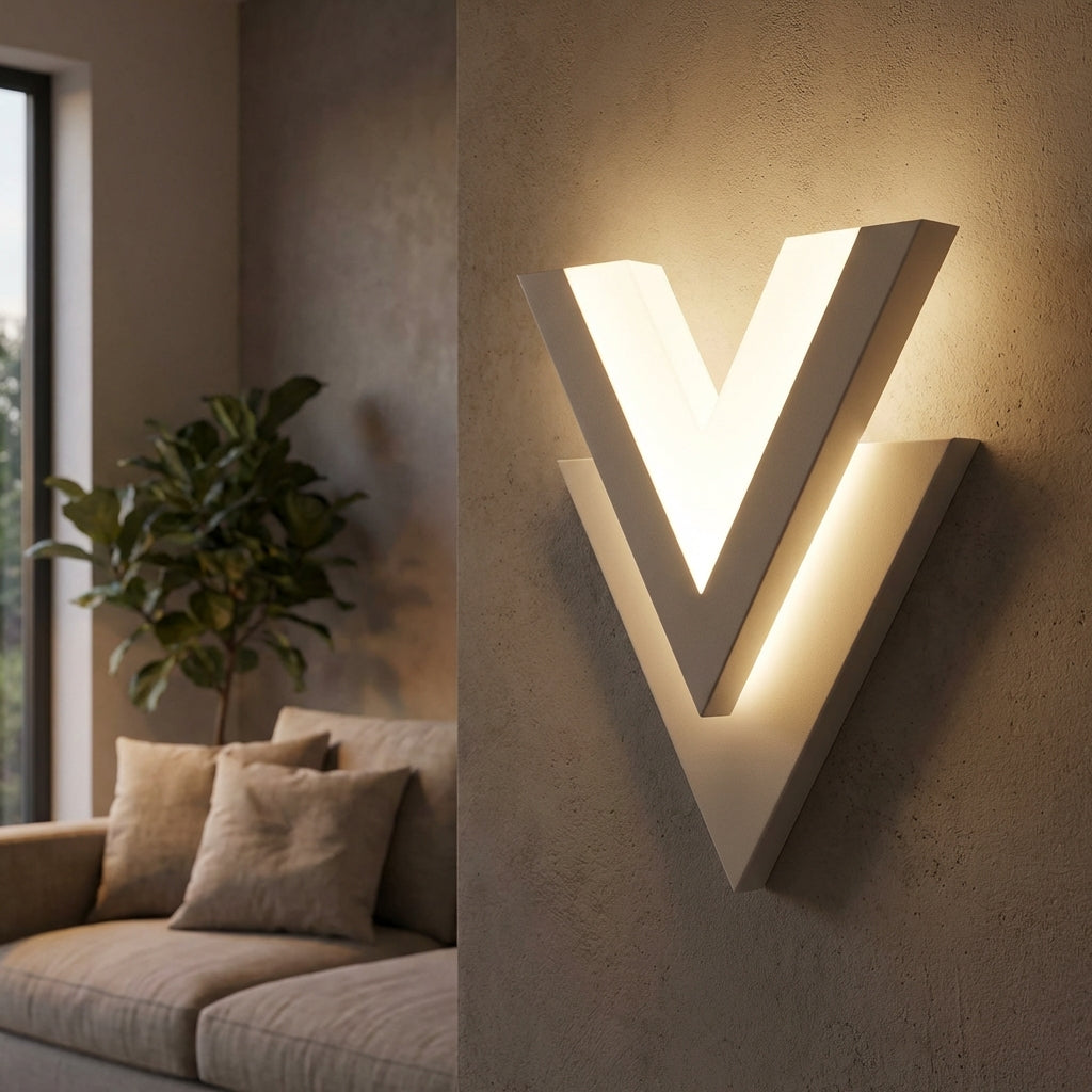 LED nástěnné svítidlo s dvouvrstvým osvětlením - moderní tvar V, energeticky úsporné, vertikální/horizontální montáž 1
