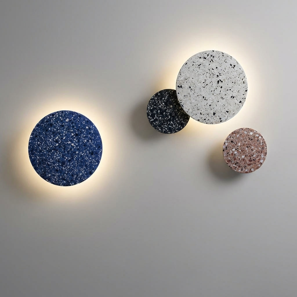 LED nástěnné svítidlo s halo efektem a strukturovaným terazzovým povrchem – moderní design 25 cm 2