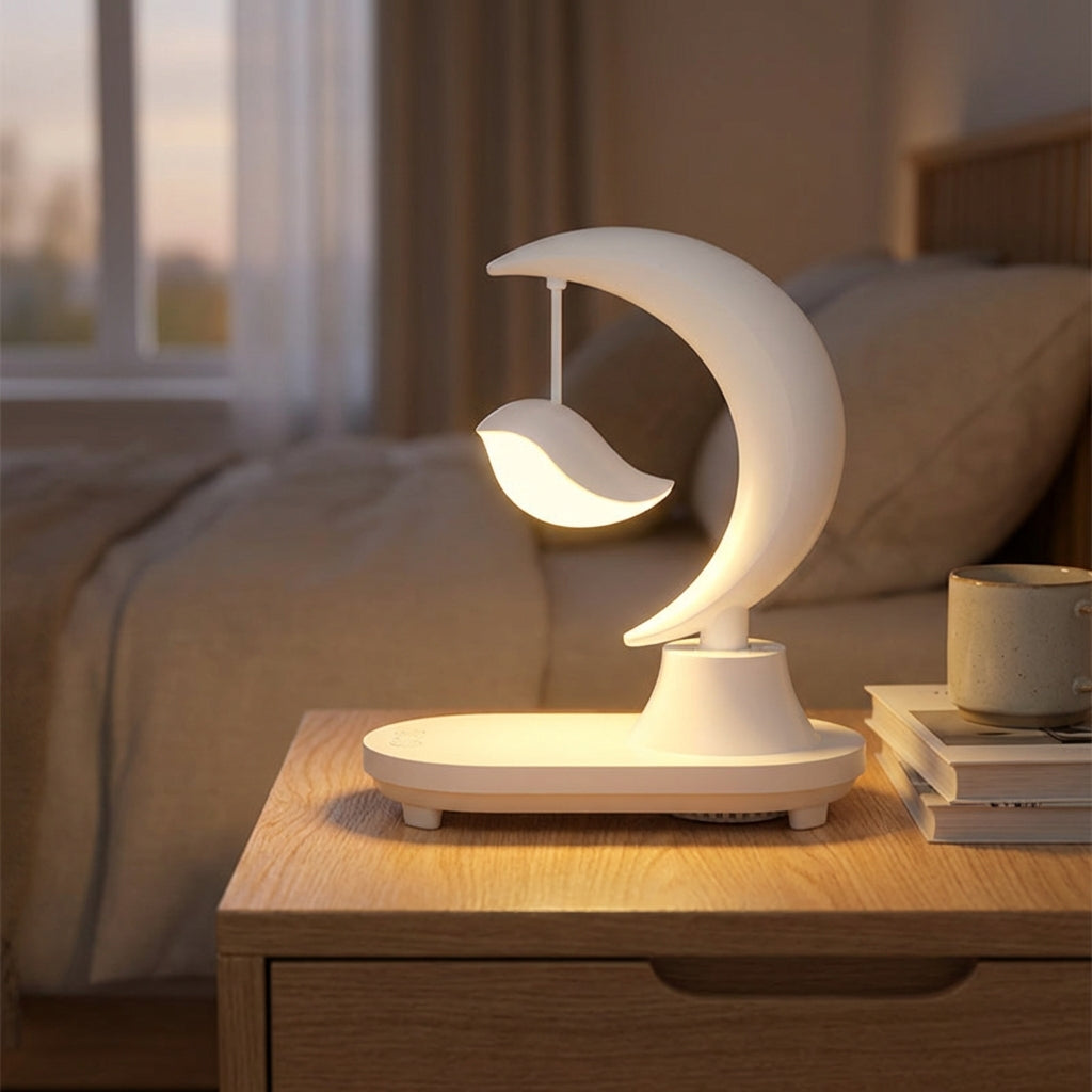 LED noční světlo s Bluetooth a bezdrátovým nabíjením – Kompaktní noční lampička do ložnice s teplým světlem 1
