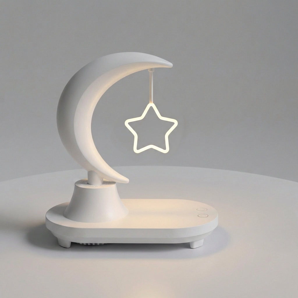 LED noční světlo s Bluetooth a bezdrátovým nabíjením – Kompaktní noční lampička do ložnice s teplým světlem 4
