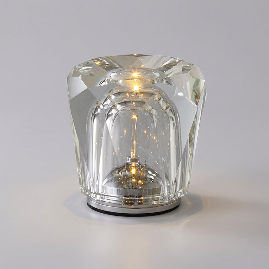 LED stolní lampa s fazetovanou křišťálovou povrchovou úpravou – kompaktní a energeticky úsporná 0