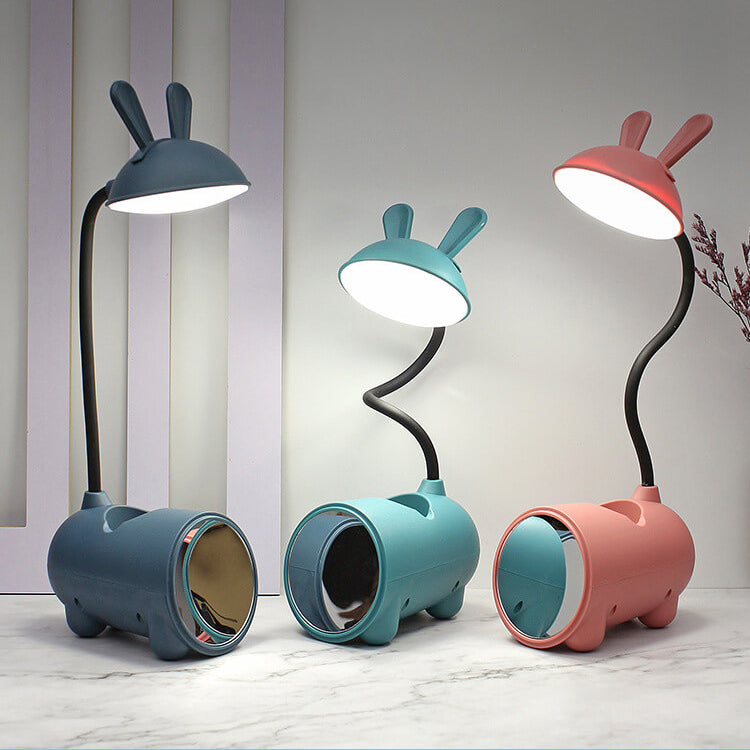 LED stolní lampa s králíkem a organizérem na pera – dotykové ovládání a nabíjení přes USB pro dívky 6