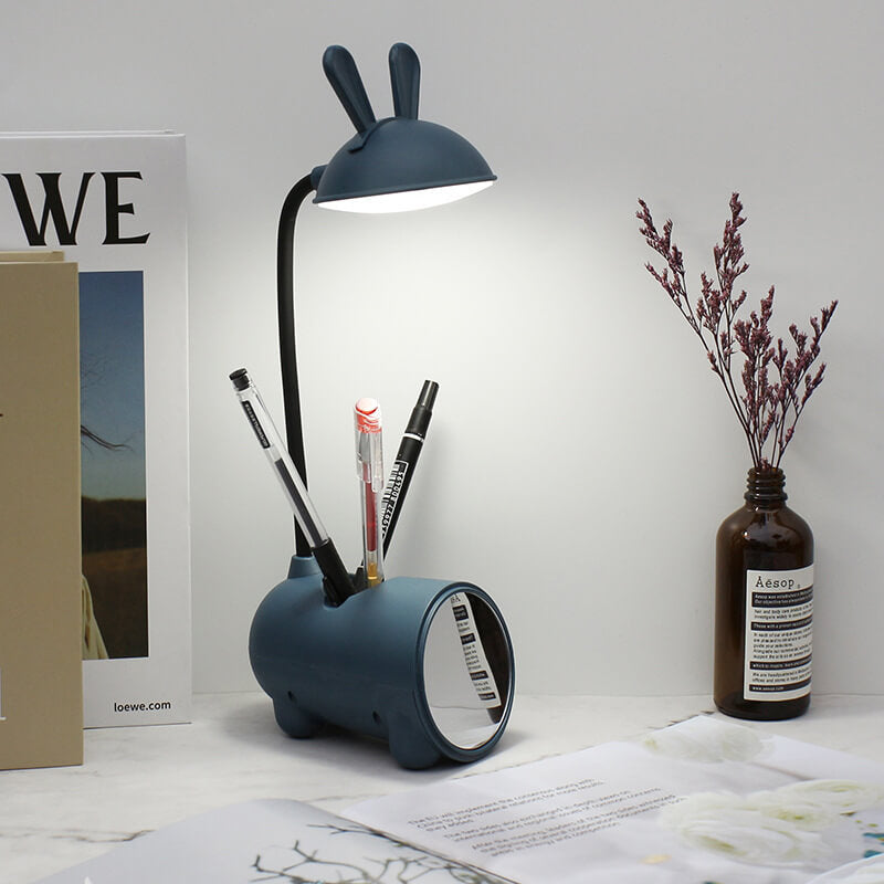 LED stolní lampa s králíkem a organizérem na pera – dotykové ovládání a nabíjení přes USB pro dívky 7