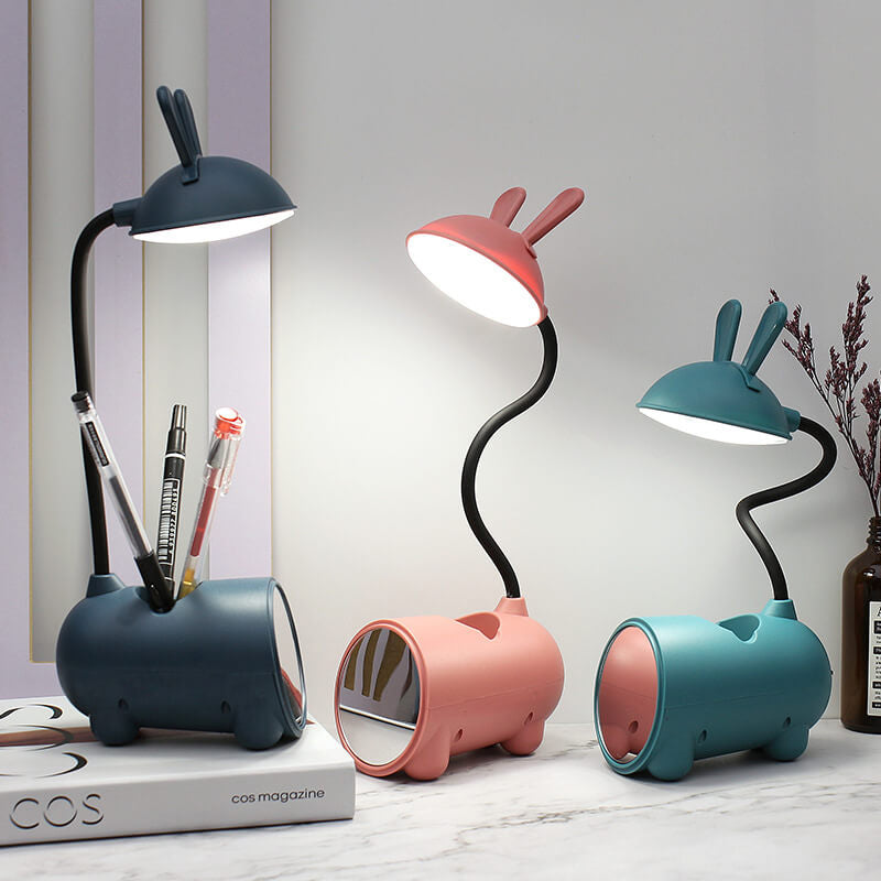 LED stolní lampa s králíkem a organizérem na pera – dotykové ovládání a nabíjení přes USB pro dívky 8