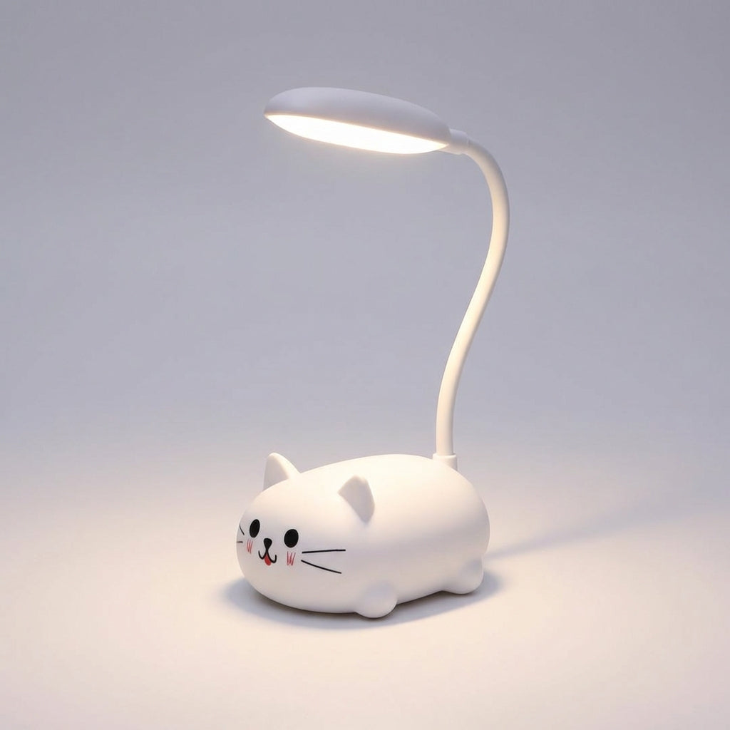 LED stolní lampa s nastavitelným krkem – kompaktní kočičí design v modré, růžové, bílé a zelené barvě 0