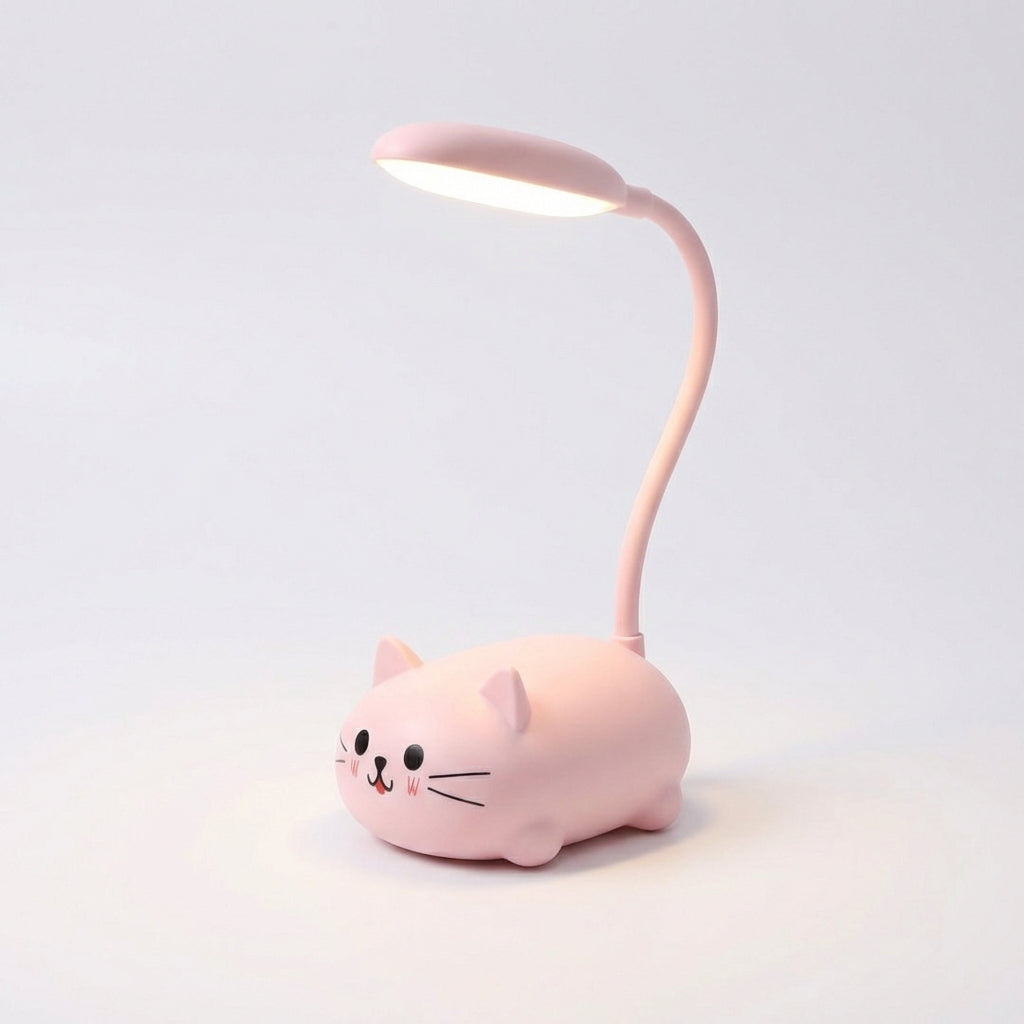 LED stolní lampa s nastavitelným krkem – kompaktní kočičí design v modré, růžové, bílé a zelené barvě 1