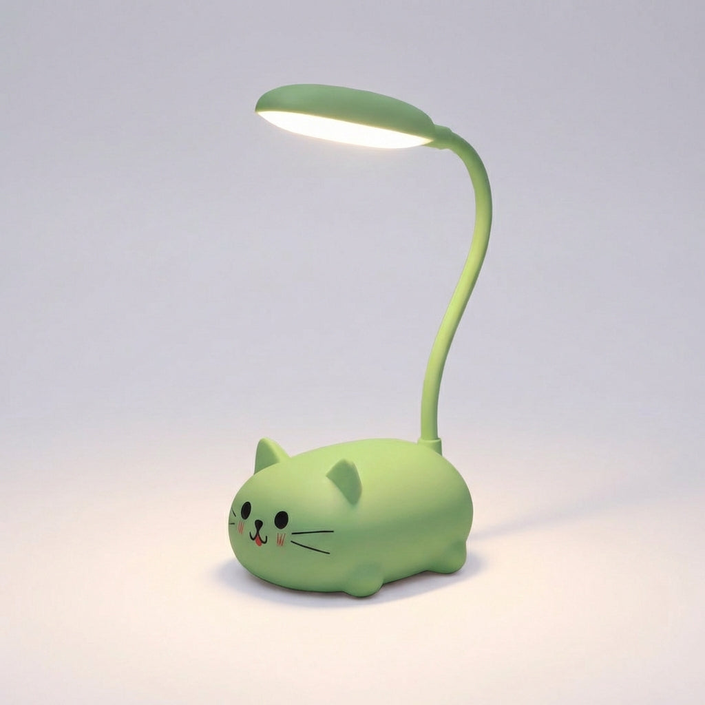 LED stolní lampa s nastavitelným krkem – kompaktní kočičí design v modré, růžové, bílé a zelené barvě 3