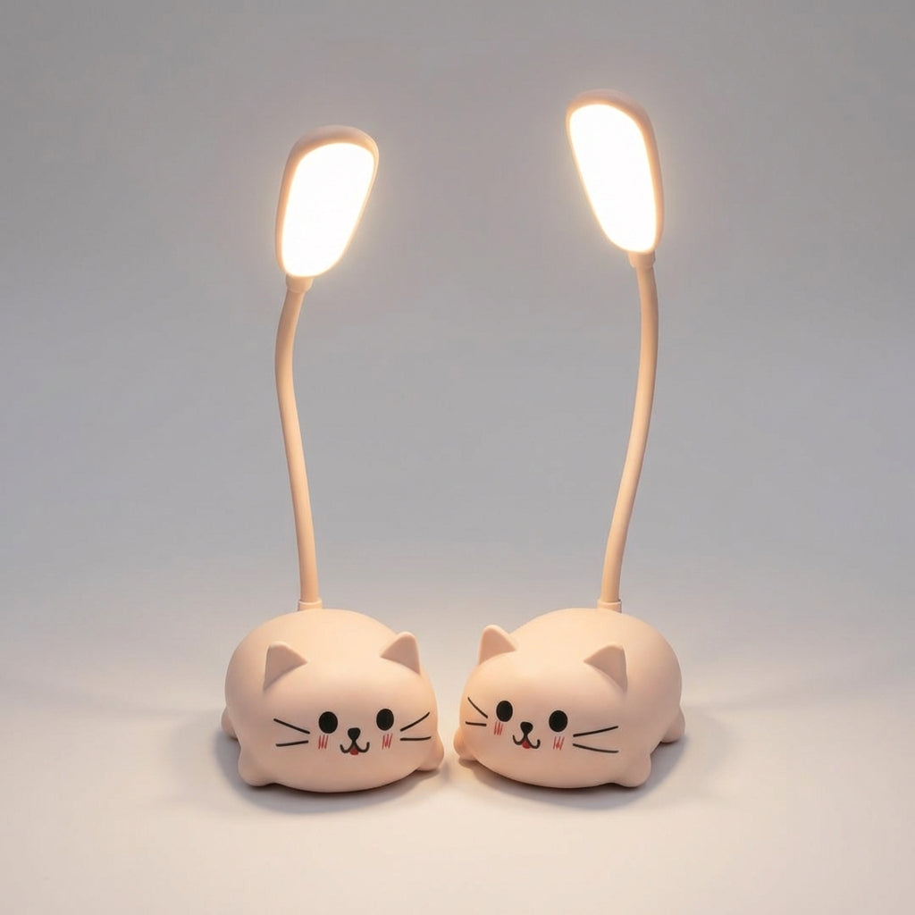 LED stolní lampa s nastavitelným krkem – kompaktní kočičí design v modré, růžové, bílé a zelené barvě 5