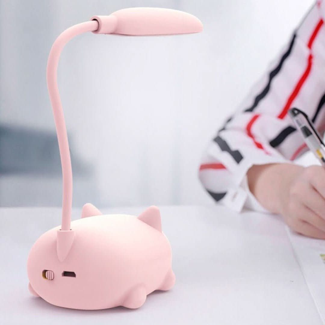 LED stolní lampa s nastavitelným krkem – kompaktní kočičí design v modré, růžové, bílé a zelené barvě 7