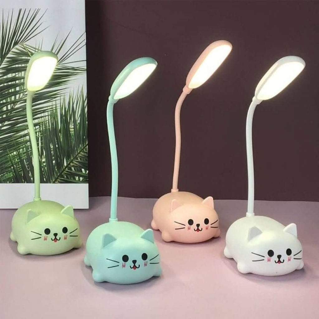 LED stolní lampa s nastavitelným krkem – kompaktní kočičí design v modré, růžové, bílé a zelené barvě 8