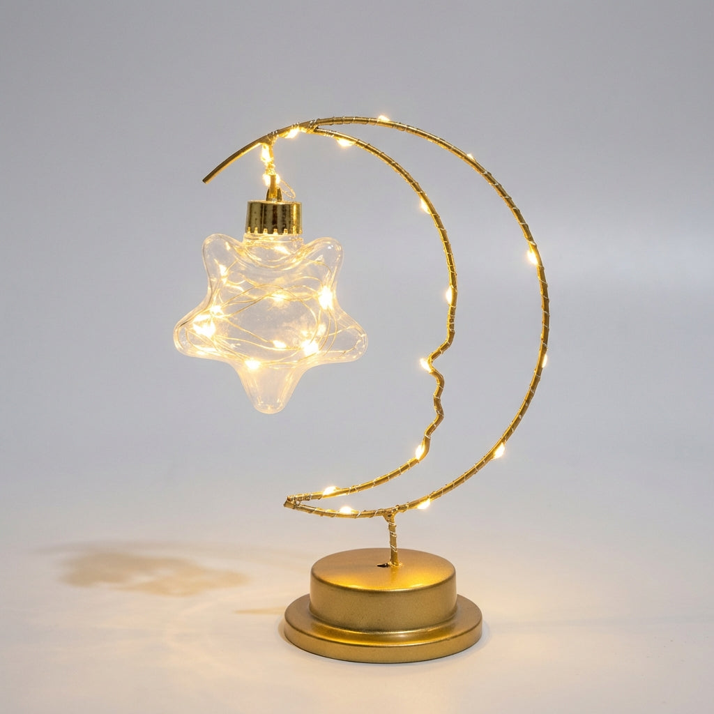 LED stolní lampa s nastavitelným osvětlením a skleněnou dekorací – moderní tvar měsíce 2
