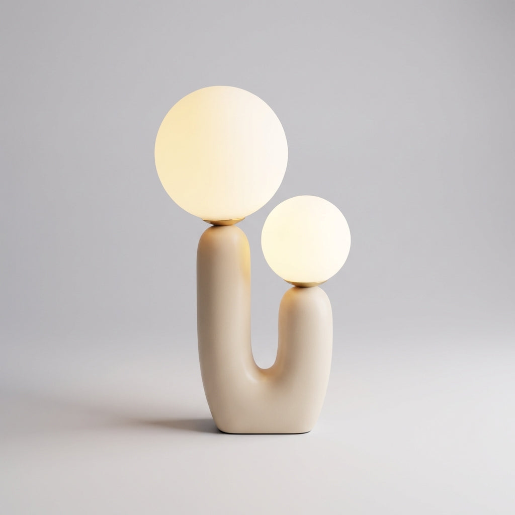 LED stolní lampa s nastavitelným osvětlením a skleněným stínidlem – moderní sochařský tvar 49 cm 2