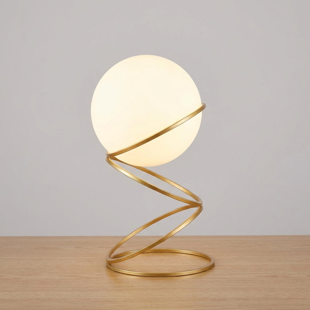 LED stolní lampa s vyřezávanou spirálou a kovovou základnou – moderní design do obývacího pokoje 2