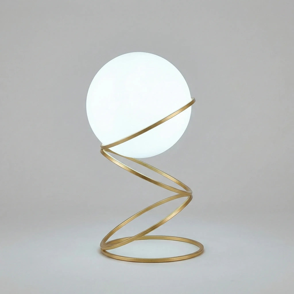 LED stolní lampa s vyřezávanou spirálou a kovovou základnou – moderní design do obývacího pokoje 4