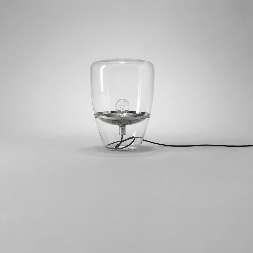 LED stolní lampa se skleněným stínidlem, skandinávský design, měkké světlo, kovová základna - 21x30cm, 28x40cm, 43x60cm 0