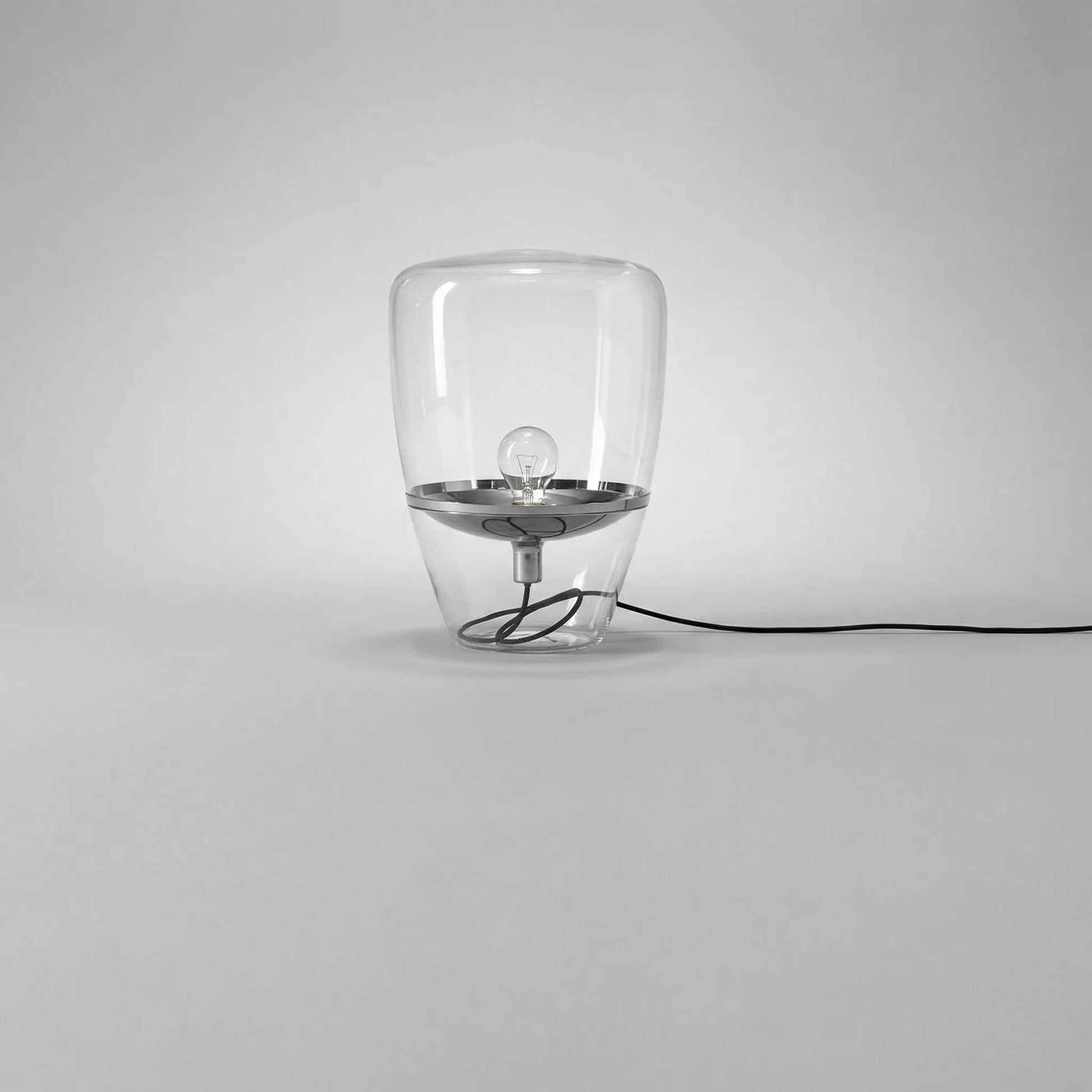 LED stolní lampa se skleněným stínidlem, skandinávský design, měkké světlo, kovová základna - 21x30cm, 28x40cm, 43x60cm 0
