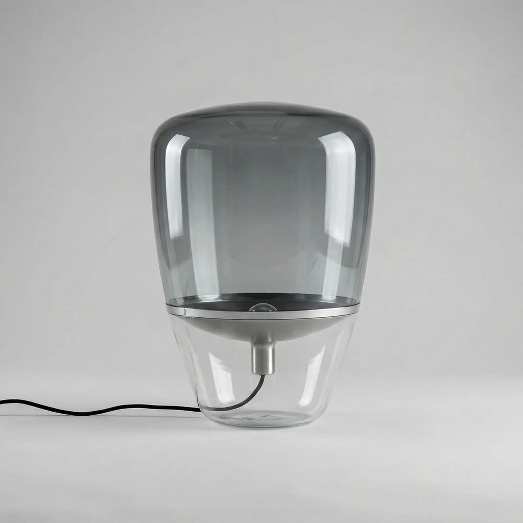 LED stolní lampa se skleněným stínidlem, skandinávský design, měkké světlo, kovová základna - 21x30cm, 28x40cm, 43x60cm 2