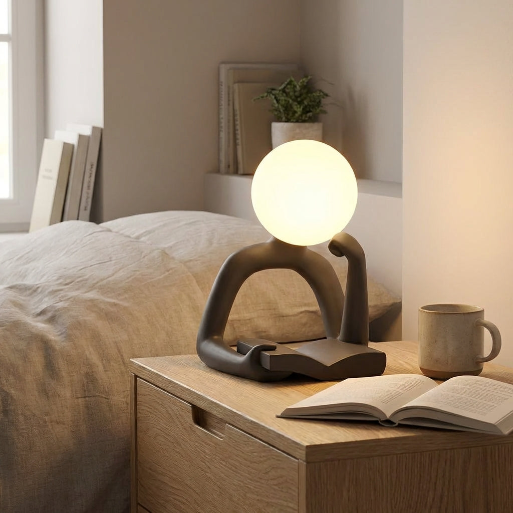 LED stolní lampa se sochařským designem, napájení z USB – moderní stolní lampa s teplým světlem 1