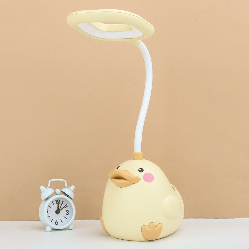 LED stolní lampa ve tvaru kachny pro děti - žlutá, nastavitelný jas, úsporná stolní lampa 2