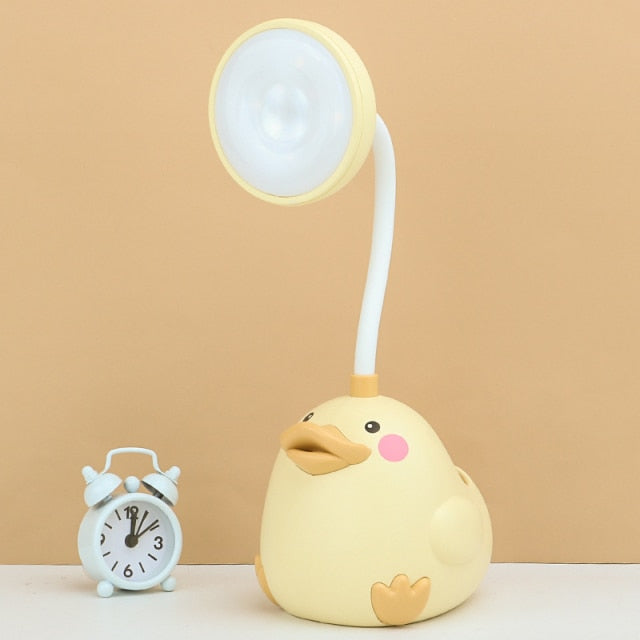LED stolní lampa ve tvaru kachny pro děti - žlutá, nastavitelný jas, úsporná stolní lampa 4