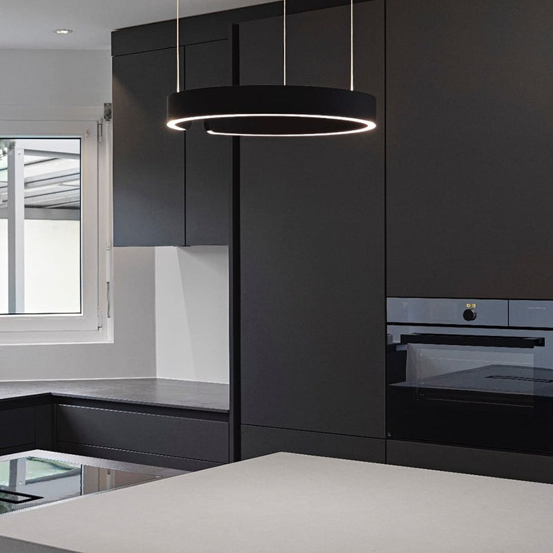 LED stropní svítidlo se stmívatelnou funkcí a nastavitelnou výškou – moderní design v černé a zlaté barvě 0