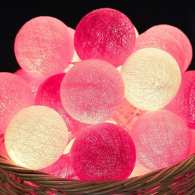 LED světelná girlanda s vatovými kuličkami - dekorativní osvětlení v různých délkách 1,5 m - 7,5 m 6