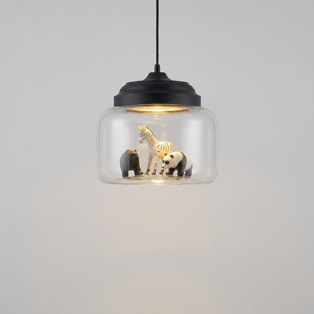 LED závěsná lampa s nastavitelným kabelem a skleněným stínidlem – zábavné figurky zvířat do obývacích pokojů a dětských pokojů 0
