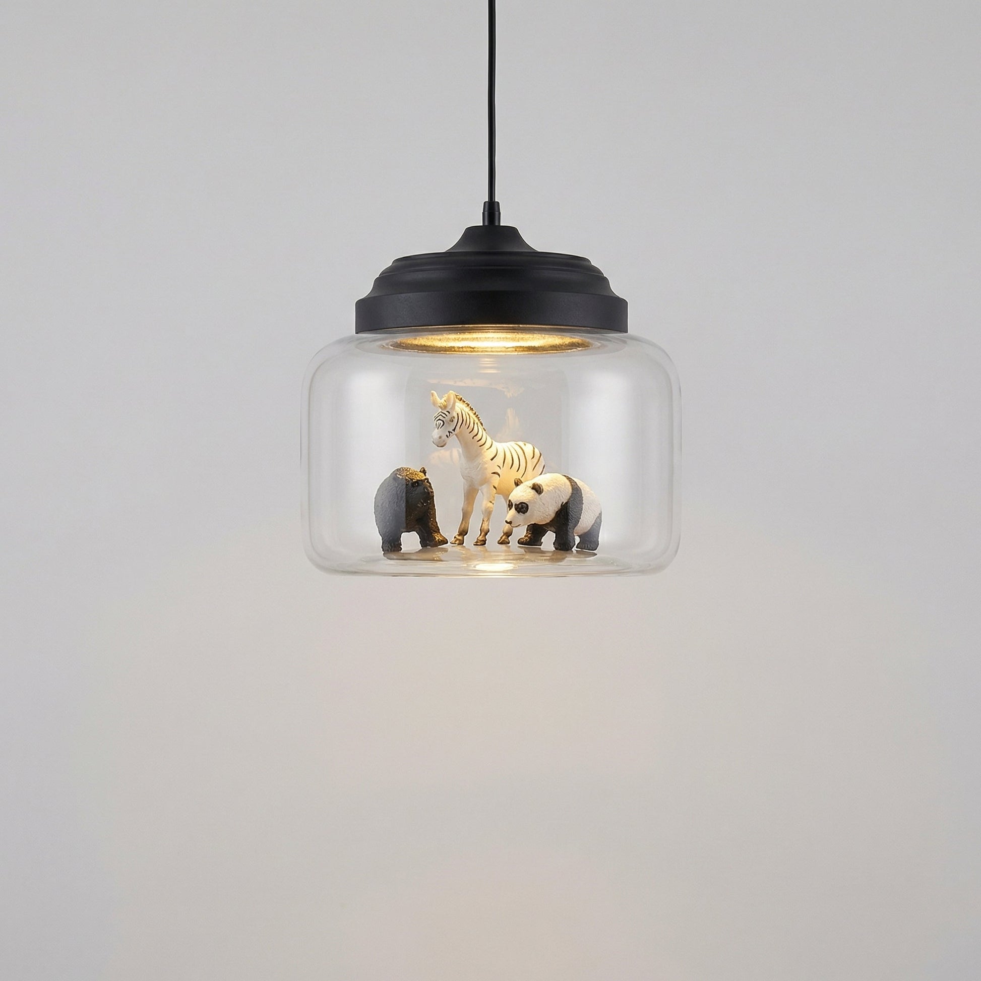 LED závěsná lampa s nastavitelným kabelem a skleněným stínidlem – zábavné figurky zvířat do obývacích pokojů a dětských pokojů 0