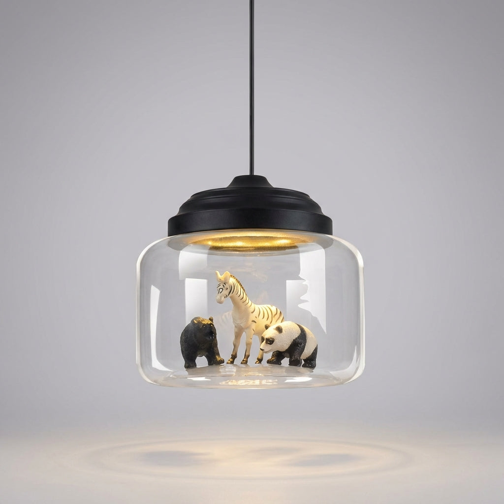 LED závěsná lampa s nastavitelným kabelem a skleněným stínidlem – zábavné figurky zvířat do obývacích pokojů a dětských pokojů 2