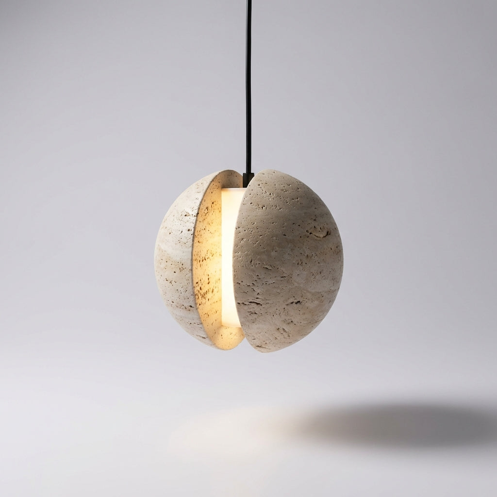 LED závěsná lampa s povrchem s kamenným efektem – kompaktní kulovitý design 0
