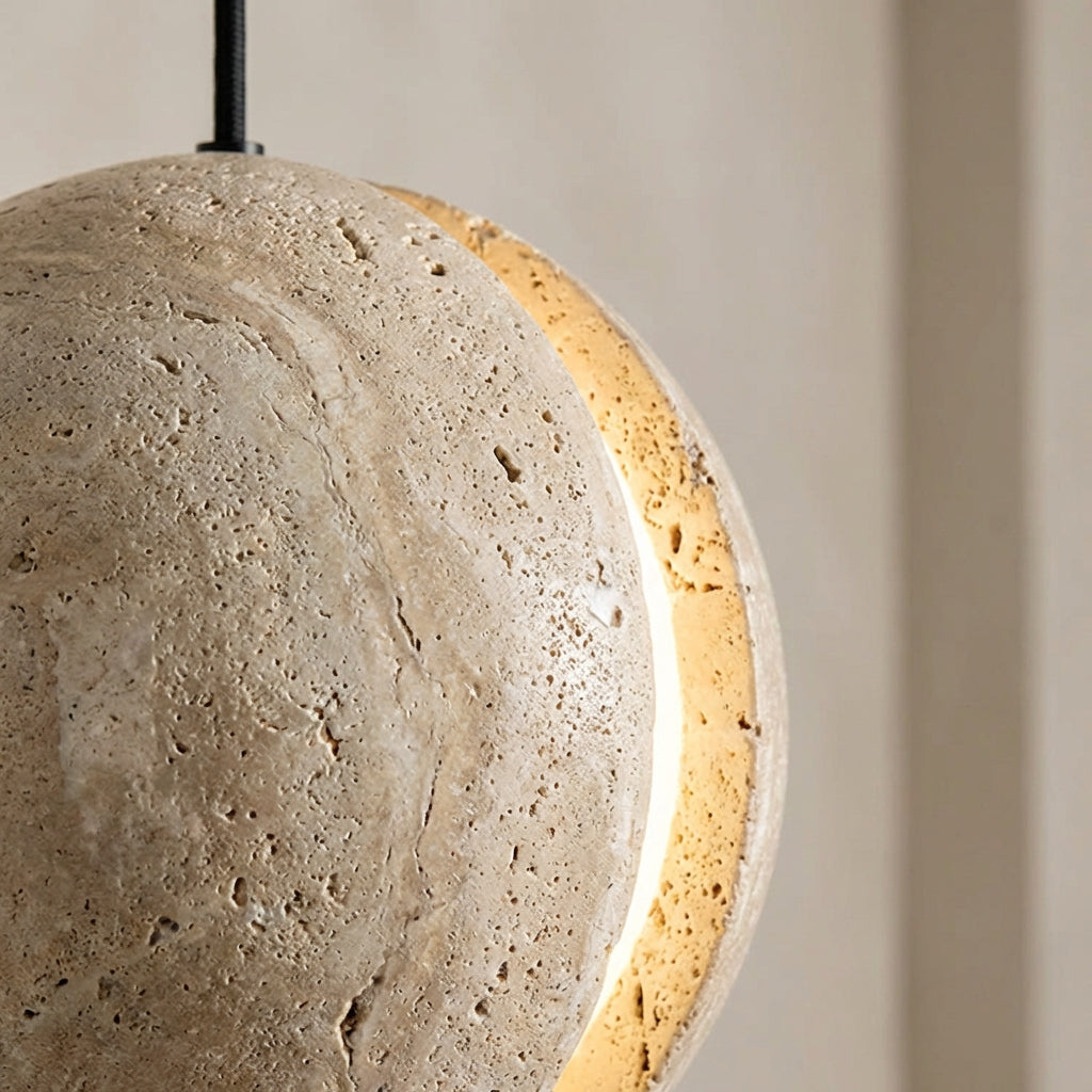 LED závěsná lampa s povrchem s kamenným efektem – kompaktní kulovitý design 3