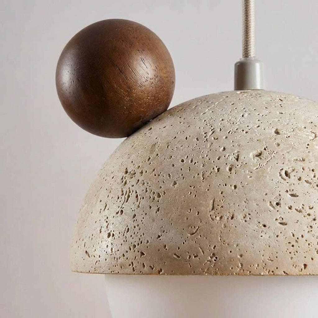 LED závěsná lampa s travertinovou povrchovou úpravou – teplé světlo do obývacího pokoje a jídelny – 16 cm x 16 cm 3