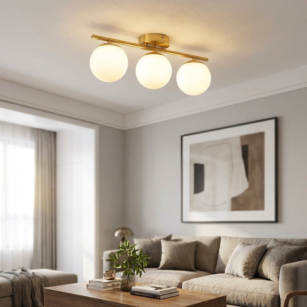 Lampa Sufitowa LED ze Szklaną Kulą – Nowoczesny Minimalistyczny Design do Salonów a Sypialni – Ciepłe Światło 12W 1