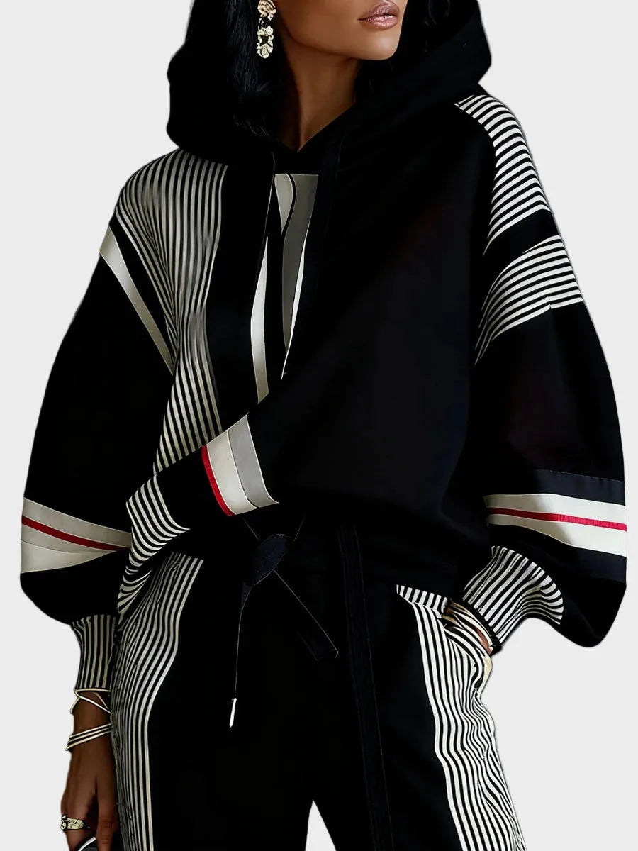 Unisex mikina s kapucí a geometrickým potiskem, vyrobená z pohodlné bavlněné směsi 2