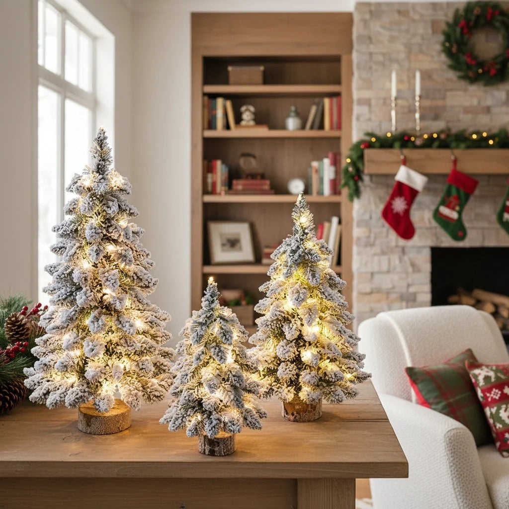 Mini vánoční stromeček 45 cm s teplým LED osvětlením a sněhovým efektem, ideální um 3