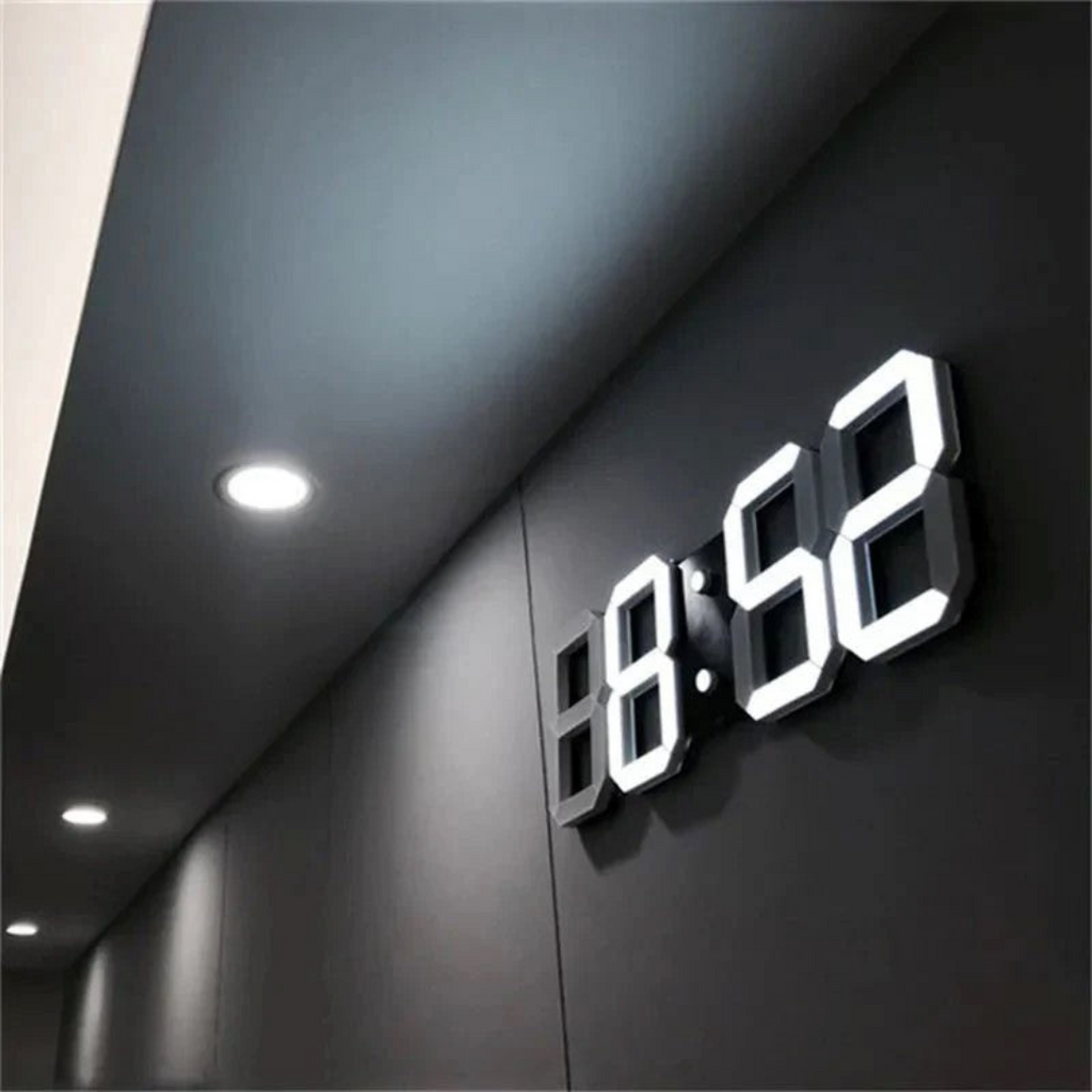 Moderní 3D digitální nástěnné hodiny s LED podsvícením 0