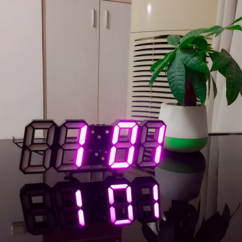 Moderní 3D digitální nástěnné hodiny s LED podsvícením 5