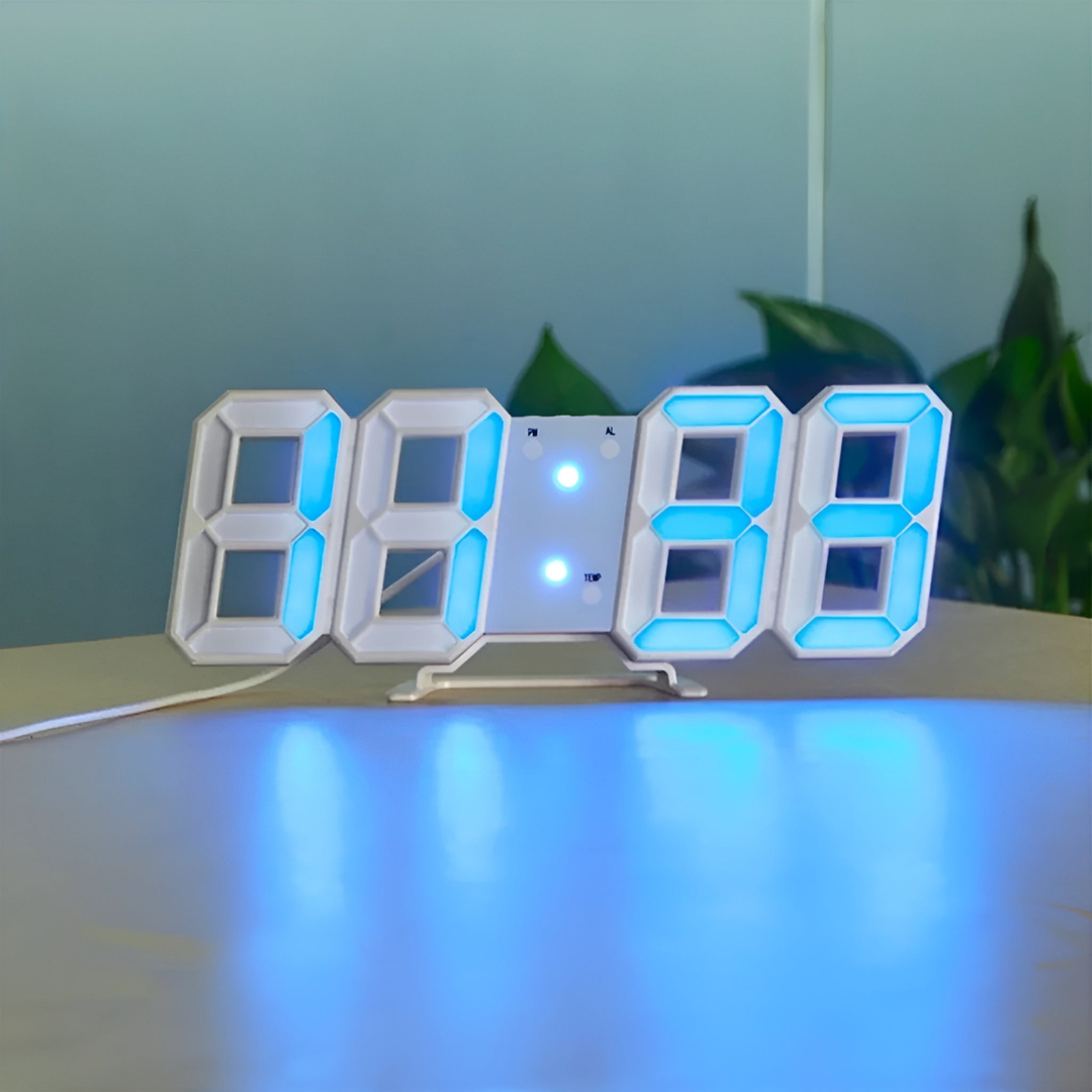 Moderní 3D digitální nástěnné hodiny s LED podsvícením 6