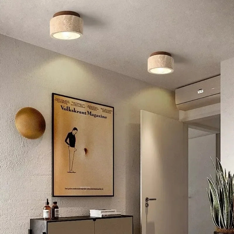 Moderní LED stropní svítidlo z přírodního travertinu, ideální pro elegantní osvětlení schodišť a 1