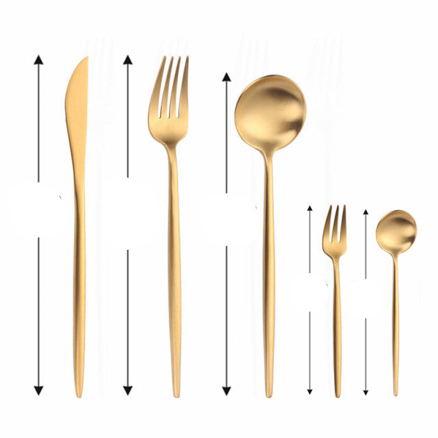 Moderní, minimalistická sada příborů z nerezové oceli 18/10 s titanovým povlakem - elegantní prostírání. 0