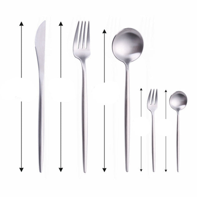 Moderní, minimalistická sada příborů z nerezové oceli 18/10 s titanovým povlakem - elegantní prostírání. 5