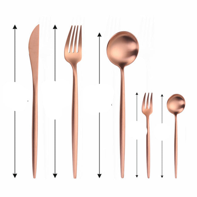 Moderní, minimalistická sada příborů z nerezové oceli 18/10 s titanovým povlakem - elegantní prostírání. 6