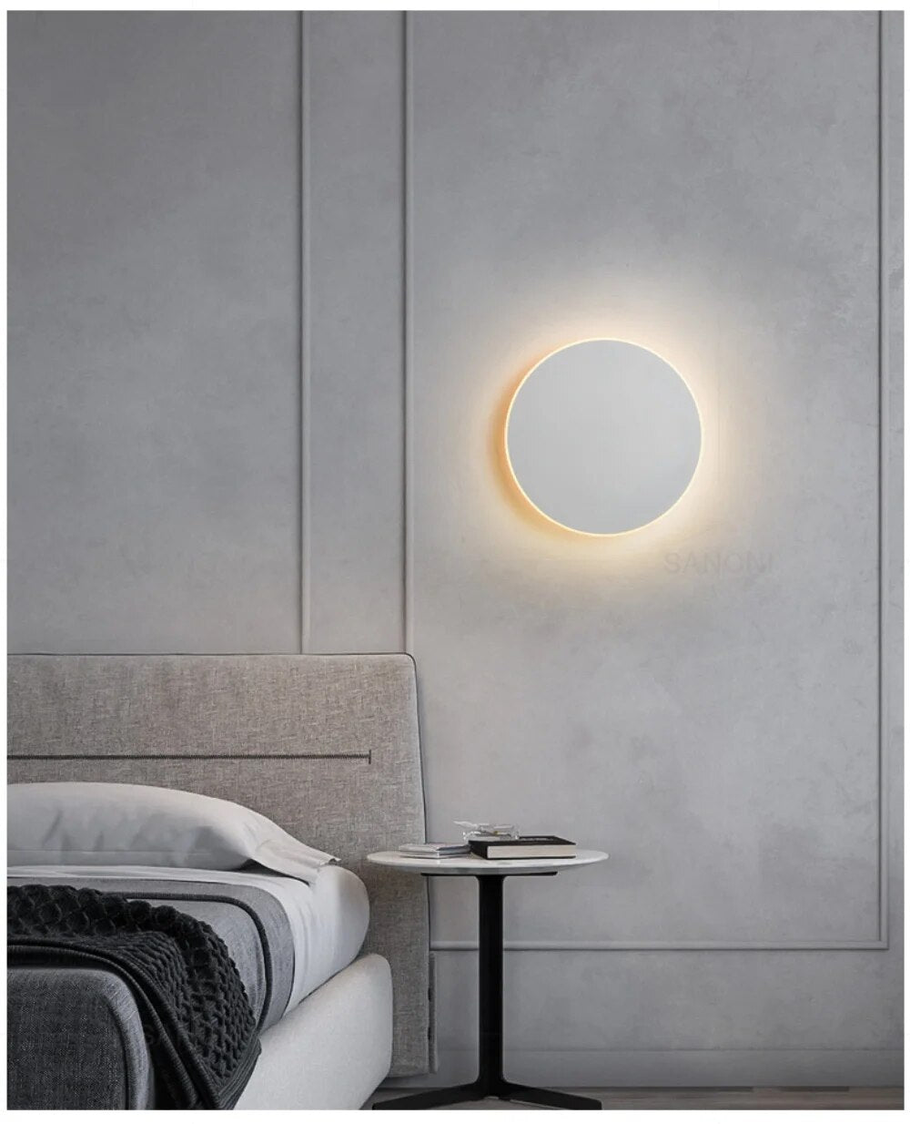 Moderní kulatá LED nástěnná lampa s lesklým efektem 0