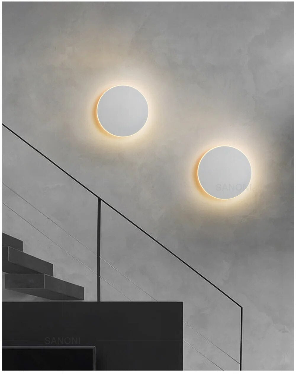 Moderní kulatá LED nástěnná lampa s lesklým efektem 5