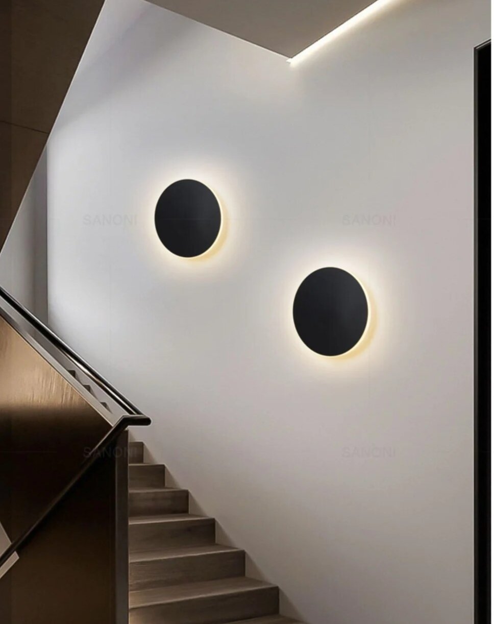 Moderní kulatá LED nástěnná lampa s lesklým efektem 6